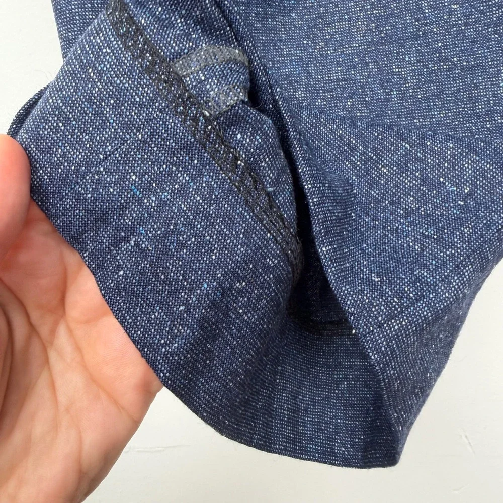 Canali 1934 Blue Melange‎ Textured Flat Front Dress Pants Mens 33x27.5 Luxury